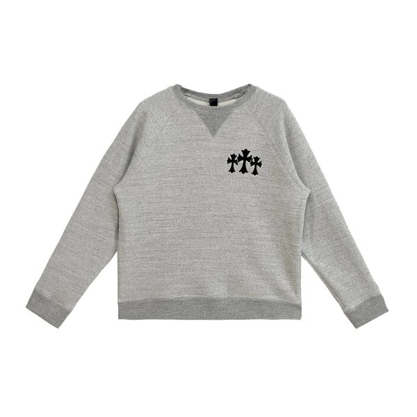 CH Logo Cross Leather Patch Grey Sweatshirt CH Logo Cross Leather Patch Grey Sweatshirt