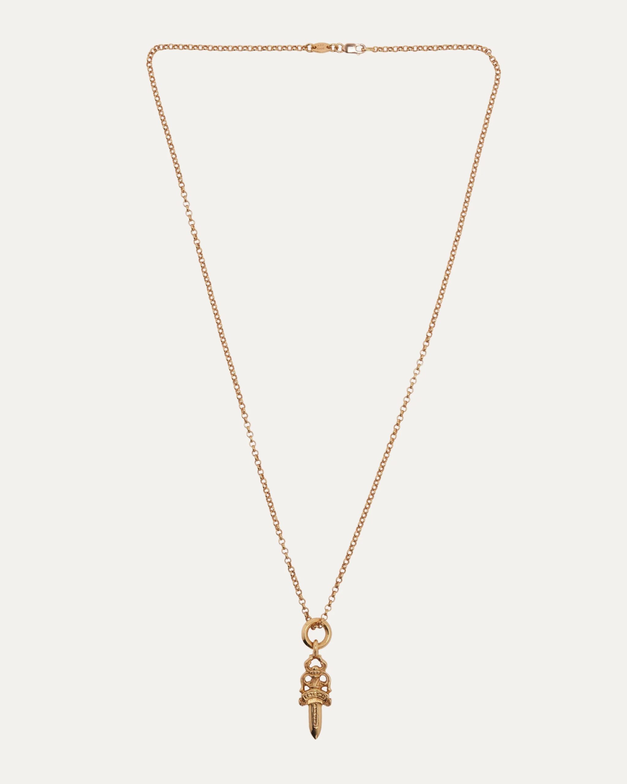 Chrome Heart on Roll Chain Gold Dagger Chrome Heart on Roll Chain Gold Dagger