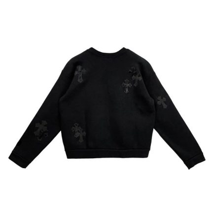 Chrome Hearts Black Pony Hair Patent Leather Sweatshirt Cross