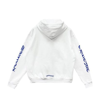 Chrome Hearts Blue Zip Up Hoodie Scroll White