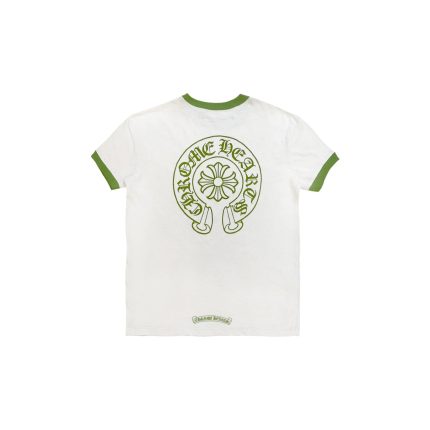 Chrome Hearts Green＆White Horseshoe Logo Short Tee Sleeve