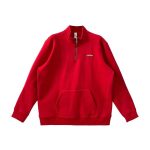 Chrome Hearts Red Hollywood Cross Logo Sweatshirt Half Zip