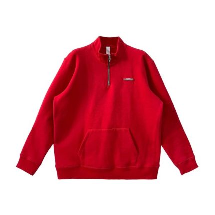 Chrome Hearts Red Hollywood Cross Logo Sweatshirt Half Zip