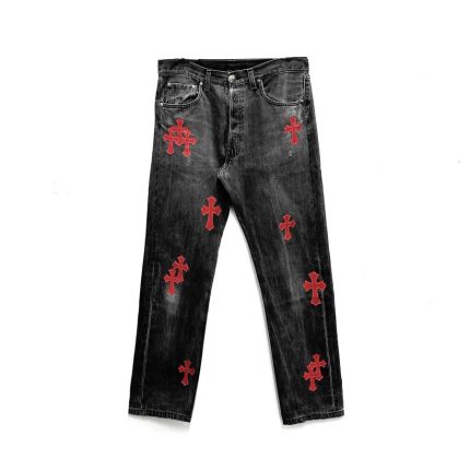 Chrome Hearts Red Jeans​ Cross
