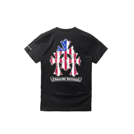 Chrome Hearts USA Flag Triple Cross T Shirt Black