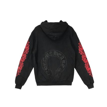 Chrome Hoodie Black With Red Cross