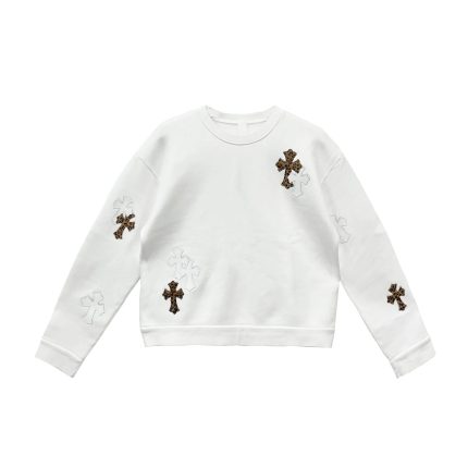 Chrome Hearts White&Leopard Cross Patch Sweatshirt Crewneck