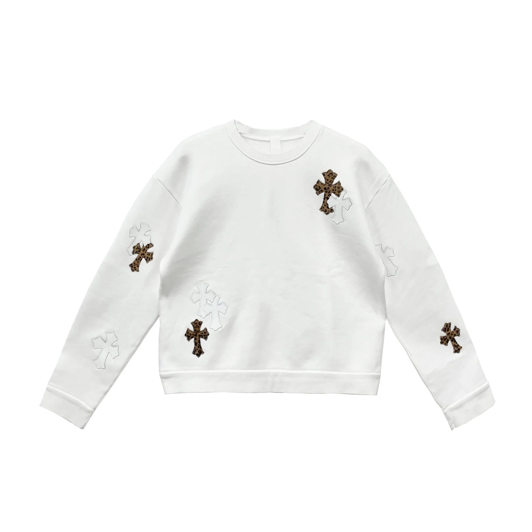 Hand-printed graphics on high quality cotton. Buy yours now. Chrome Hearts White&Leopard Cross Patch Sweatshirt Crewneck